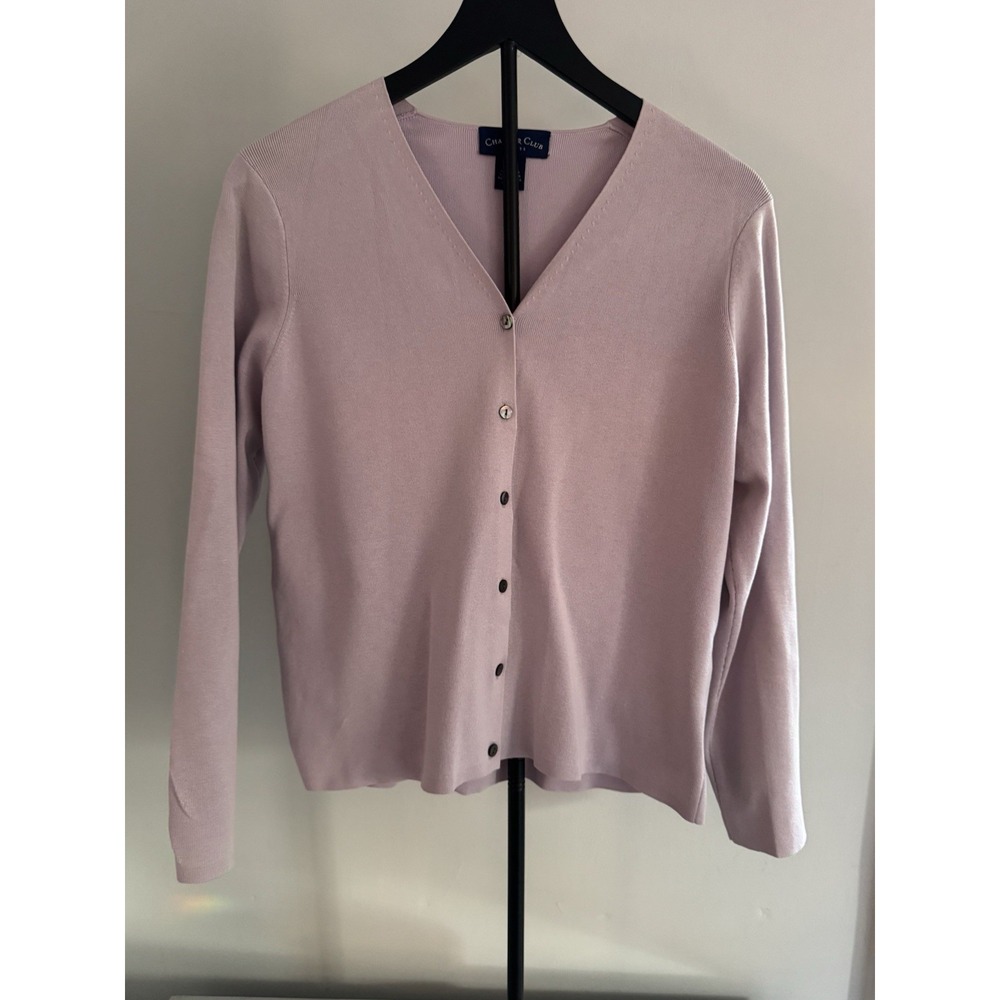 Charter Club Petite Medium Silk Blend Cardigan‎ Lavender Sweater Date Night